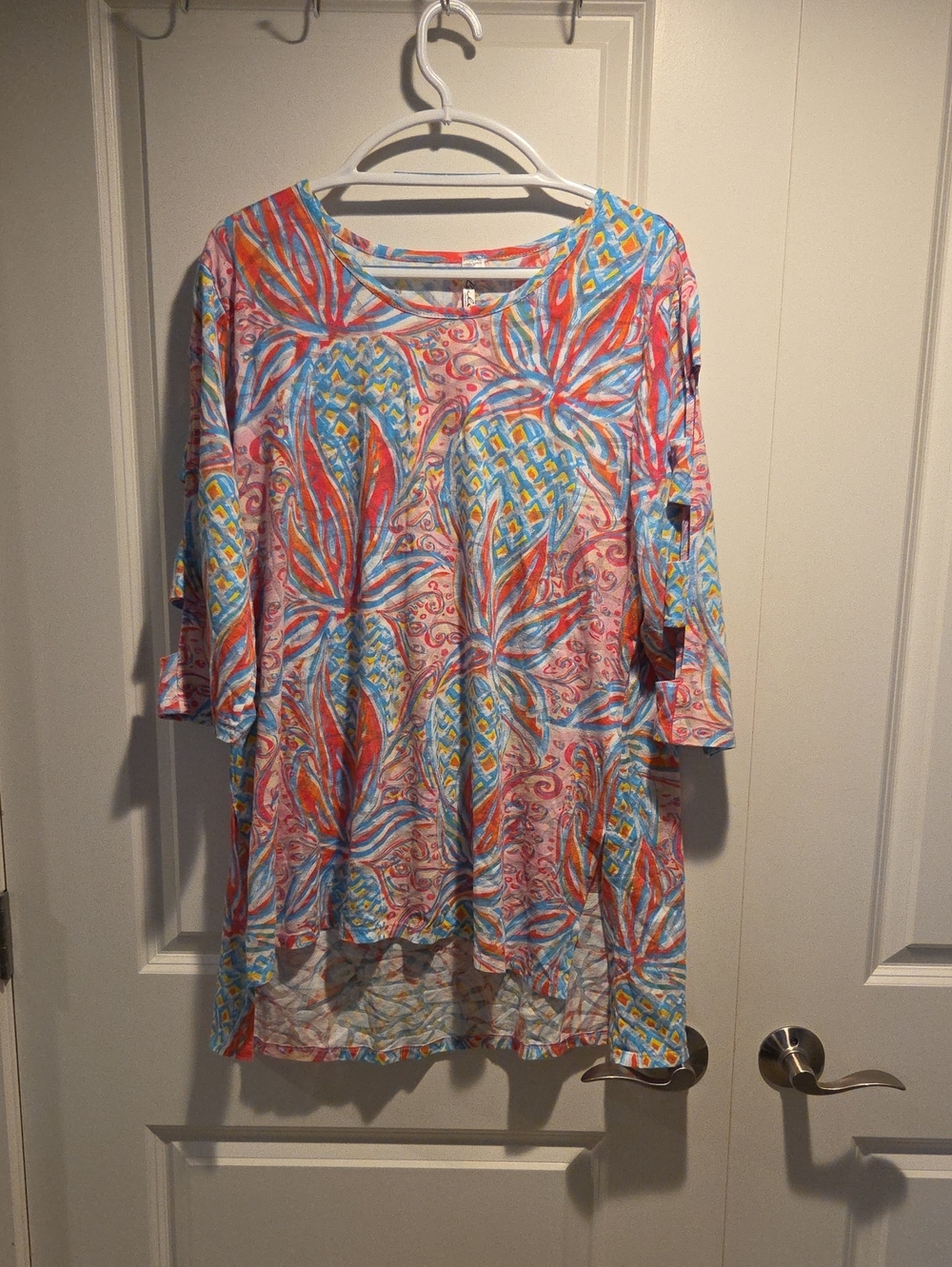 Women's Coral & Aqua Printed Tunic Top